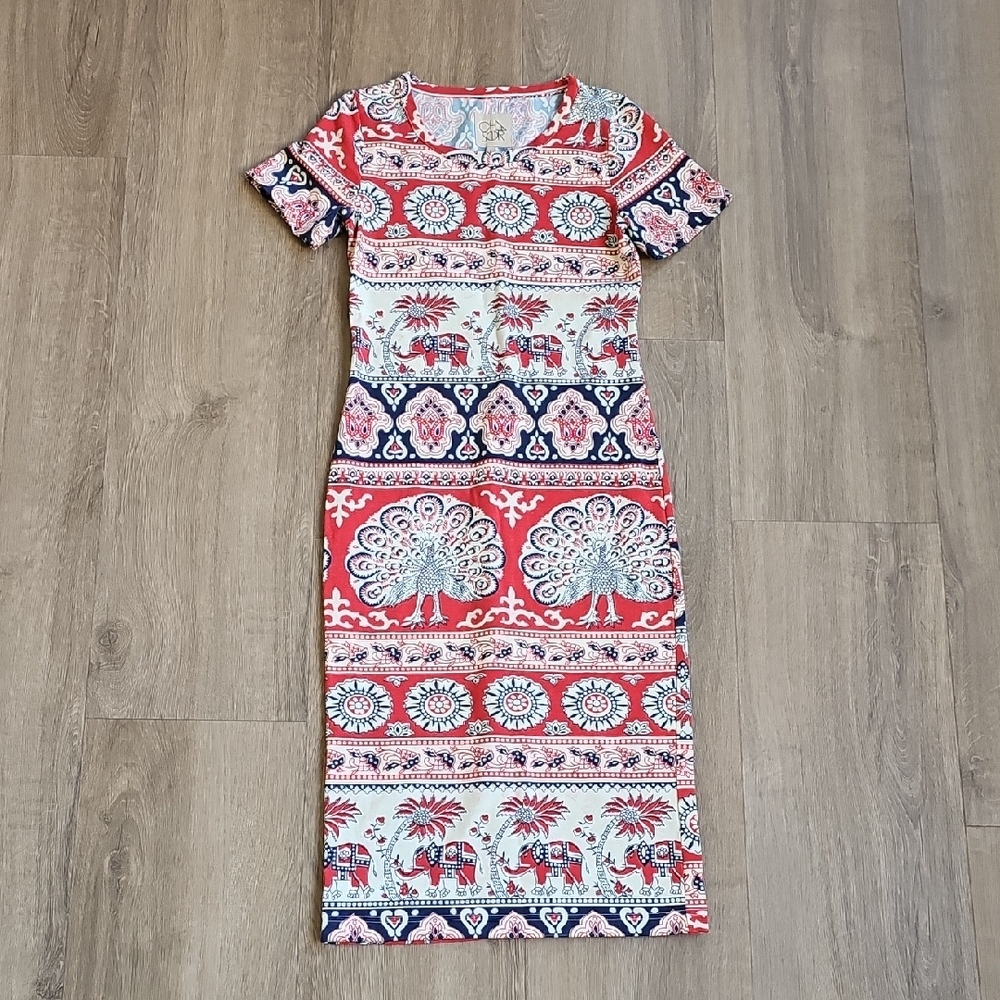 Chaser Multicolor Patterned Women's Small Midi Dress